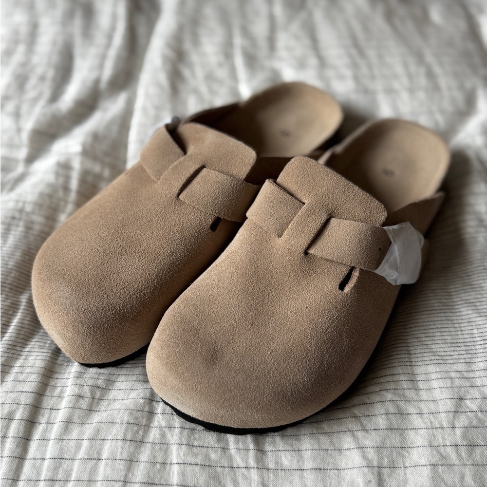 Quince Tan Suede Mules Size 9